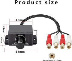 Universal RCA Level Controller Car Audio Amplifier RCA Audio Adjuster Bass Boost