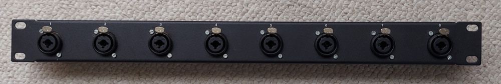 1 RU rack panel with 8 XLR 1/4″ Neutrik Balanced Unbalanced Input Connectors