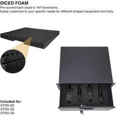 19in 2U Locking Rack Drawer Steel Storage Device Organizer W/ Foam Protection US