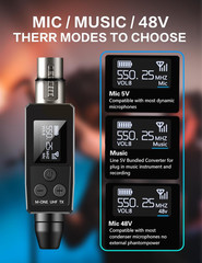 UHF Wireless Microphone System with XLR Transmitter & Receiver for Musicians