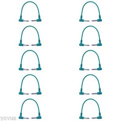 10 GREEN 1/4 to 1/4″ Right angle guitar pedal stomp box jumper patch cable cords