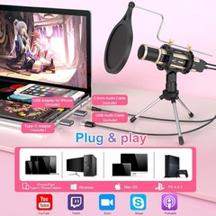 Professional Podcast Mic for Streaming Gaming iPhone Android PC Laptop