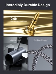 JSAUX RCA to 3.5mm Cable 6.6ft, Aux Headphone Male Grey