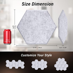 12 Pack Hexagon Acoustic Panels, 12″X 10″X 0.4″ Self-Adhesive Sound Proof
