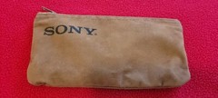 Sony Suede Microphone Zippered Bag Pouch Tan 7 Inch Wide Vintage