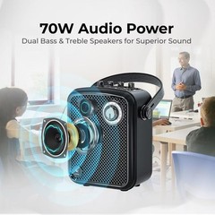 Portable Microphone and Speaker Set, 70W Wireless Voice Amplifi