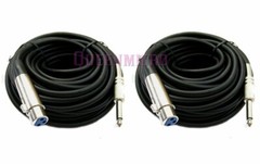 2x 25Ft XLR 3-Pin Female to 1/4″ Mono Male Plug Mic Microphone Audio Cord Cable