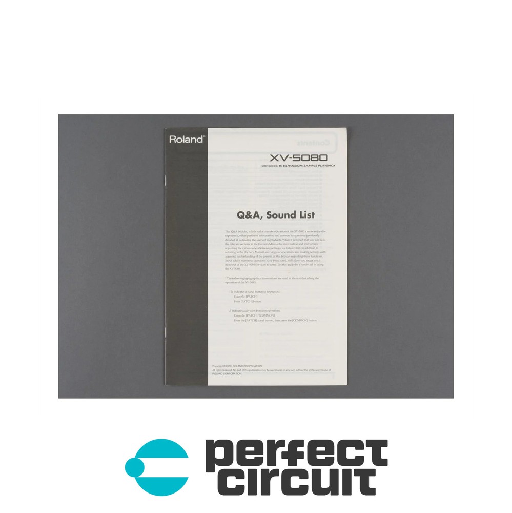 Roland XV-5080 Q&A Booklet / Sound list MANUAL – VINTAGE – PERFECT CIRCUIT