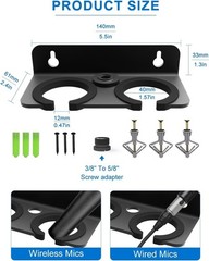 Multi Microphone Holder for Handheld Mics – Wall Mounted Storage Hanger, Double