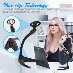 2 Pack Adjustable Desktop Microphone Stand with Universal Clip and Gooseneck