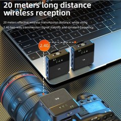 Bluetooth 2.4G Two-Way Wireless Lavalier Microphone Audio Recording Lapel MicJd