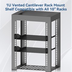 10 inch 1U Server Rack Shelf, Ventilated Rack-Mounted Cantilever Tray for 10″…
