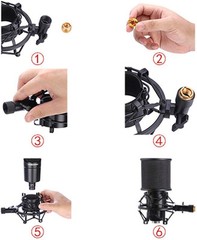 Microphone Shock Mount And Pop Filter For Condenser Mics At2020 At2035