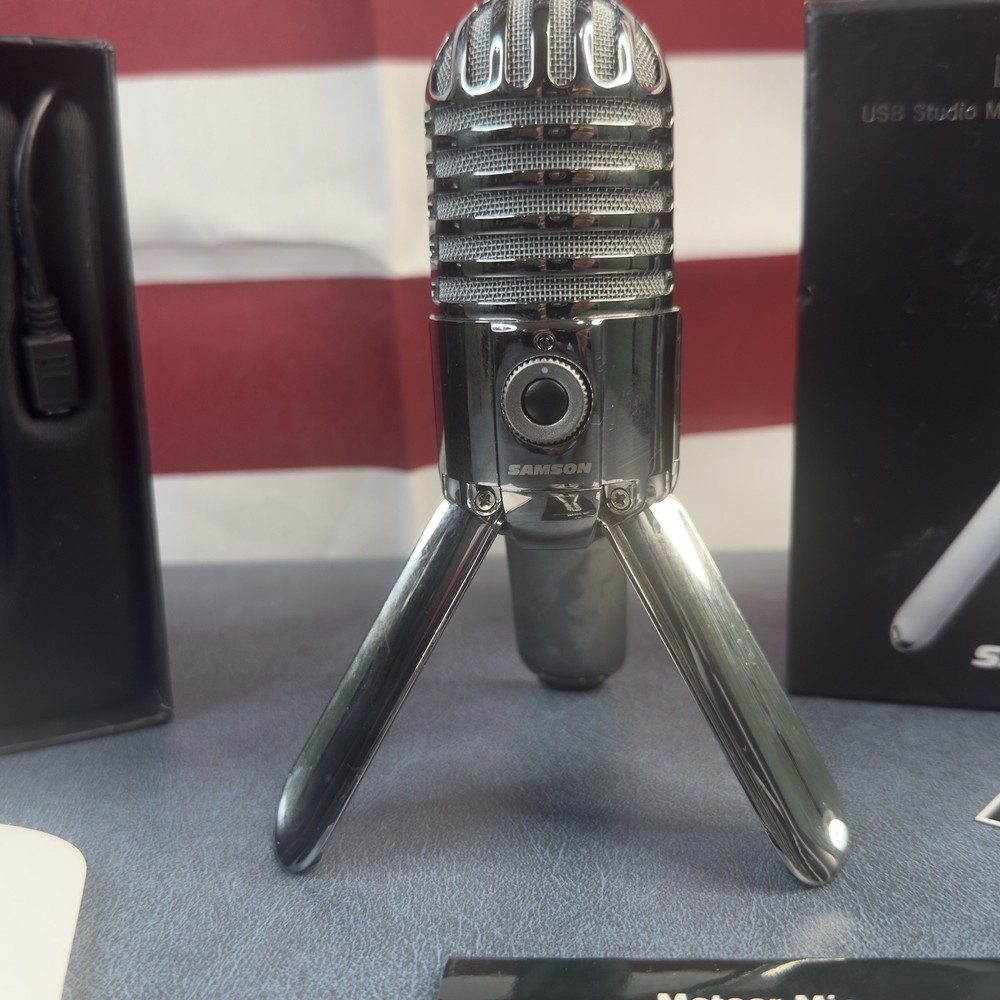 Samson Meteor Mic USB Studio Condenser Microphone Titanium Black Box Complete