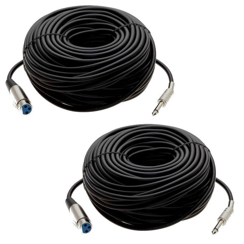 2 Pack 25FT XLR 3-Pin FEMALE to 1/4″ MONO Plug Mic Microphone Cord Cable 25 Foot