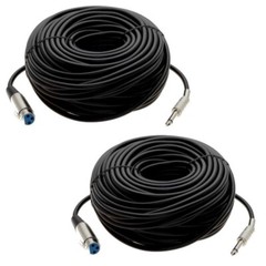 2 Pack 25FT XLR 3-Pin FEMALE to 1/4″ MONO Plug Mic Microphone Cord Cable 25 Foot