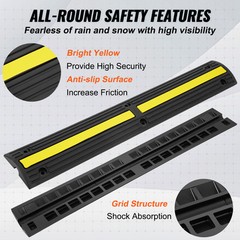VEVOR 4 PCs 39“ Cable Protector Ramp 18000 lbs Speed Bump Floor Cable Protector