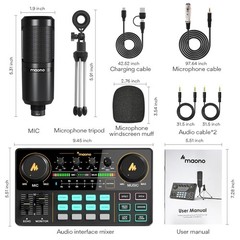 Podcast Equipment Set: All-in-One Mixer & 3.5mm Mic for Streaming & Recording