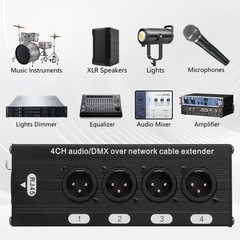 2PCS 4-Channel DMX XLR to Ethernet Extender Male to RJ45 Ethercon Cable Multi…