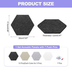 Acoustic Panels with 7 Push Pins (Black,White,Bright Gray,Dark Brown)