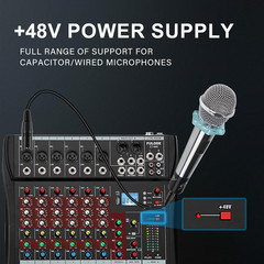 CT60 6-Channel Professional Mixer Audio with MP3 Player+Bluetooth U Disk 48V Pha