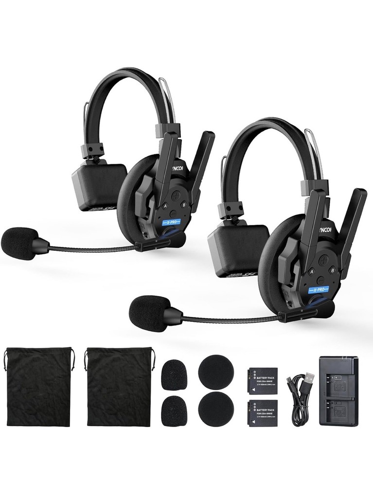 SYNCO XTALK XPRO2 Wireless Intercom Headset 2.4GHz Communication System 2 Pcs