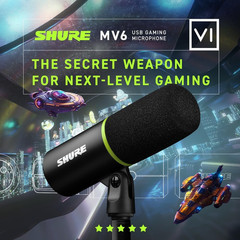 MV6 Gaming Microphone – Dynamic USB Mic for PC Gaming & Streaming with Tap-To-Mu