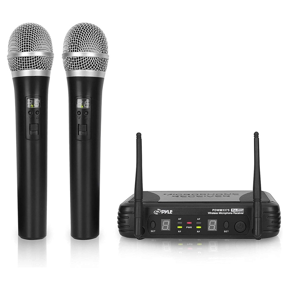 Pyle Professional Wireless Handheld Microphone System – Dual UHF Band, Black