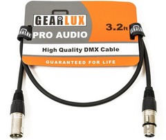 Gearlux 3.2-Foot 3-Pin Male-to-Female DMX Cable – 10 Pack