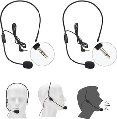 Set of 2 Headset Microphone, Flexible Wired Boom for Voice Amplifier,Teachers