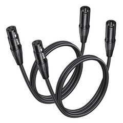 Aqdocvf 2 Pack Premium XLR Cable – 3ft, Male to Female 3 Feet, Black