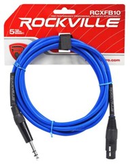 Red and Blue Rockville 10′ Female Rean XLR to 1/4“ TRS Balanced Cables OFC