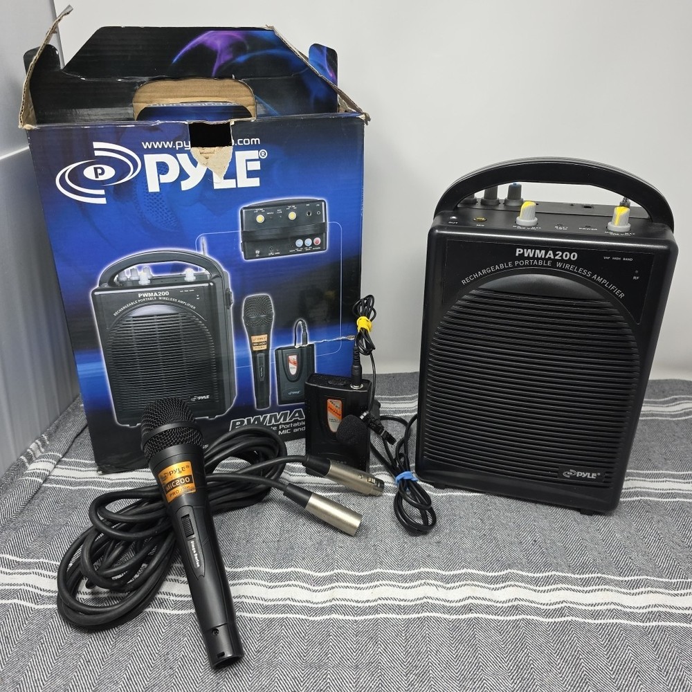Pyle Pro Audio Rechargeable PA System Passive Wireless AUX Wired Mic PWMA200