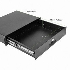 19″ Rack Mount 2U Locking Drawer Pro Audio DJ Server Rack Lock Storage Cabinet