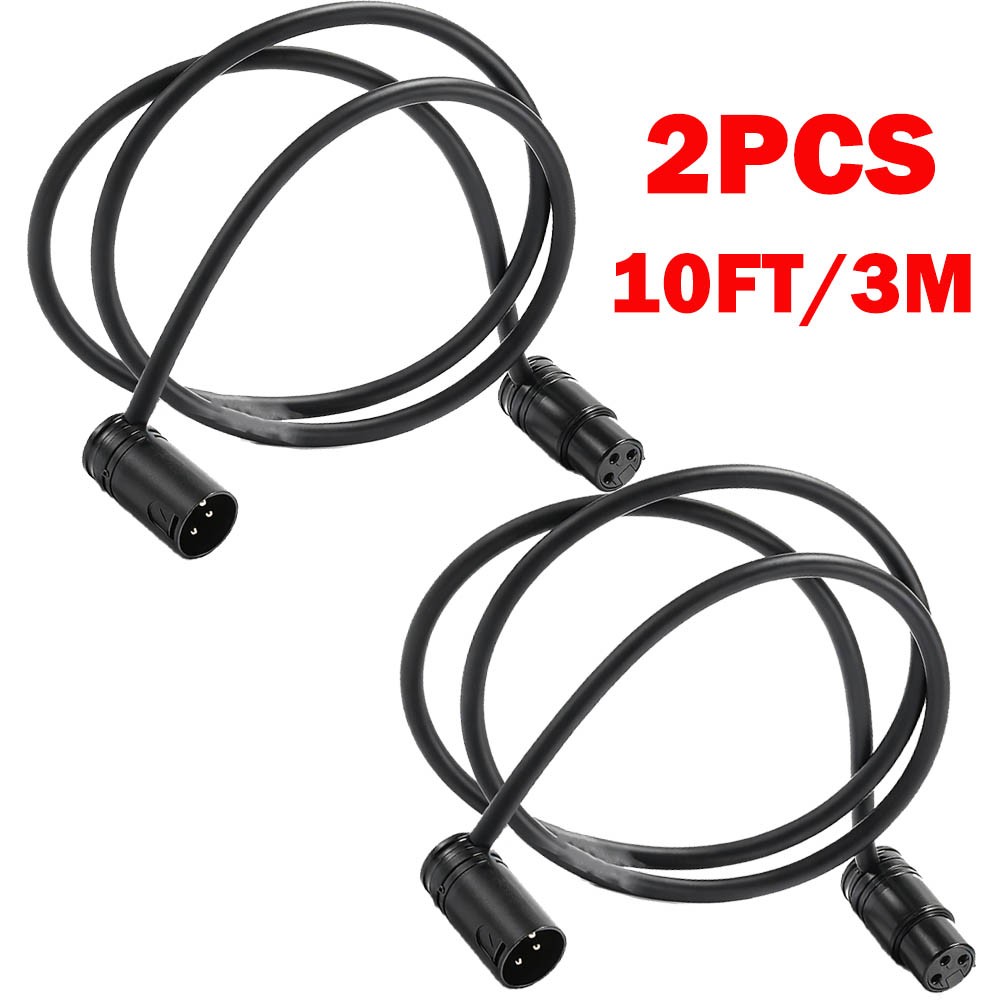 2PC 3M Low-Profile Right-Angle 3-Pin XLR Male to Female Adjustable-Angle Cable