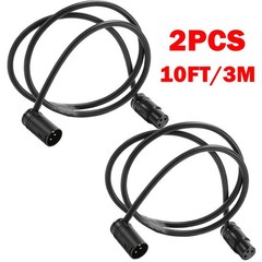 2PC 3M Low-Profile Right-Angle 3-Pin XLR Male to Female Adjustable-Angle Cable