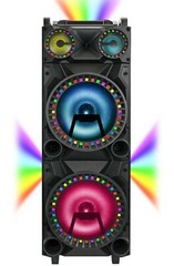 QFX PBX-1212 2 x 12″ Party Speaker +Bluetooth +USB/SD/FM +3-Disco RGB Lights