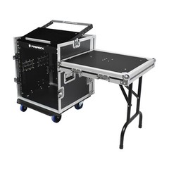 Proreck 12U Rack Case With Slant Mixer Top, 20“ Depth, Plywood, Side table DJ