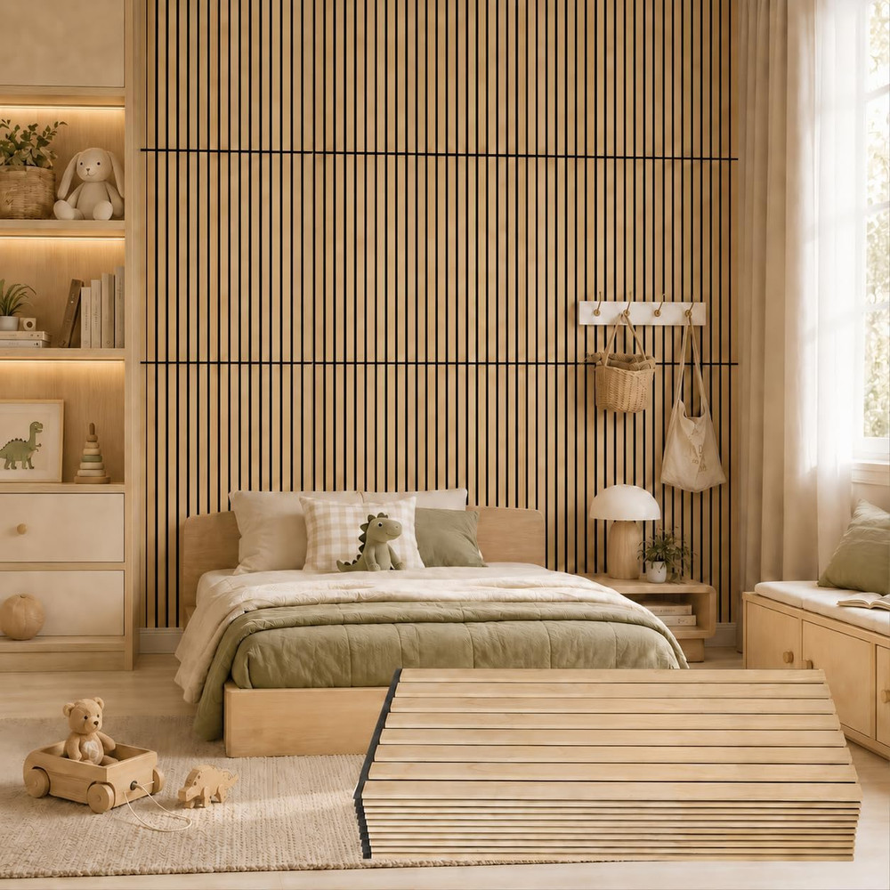 10 Pack Oak Wood Slat Acoustic Wall Panels – Soundproof & Stylish Decor