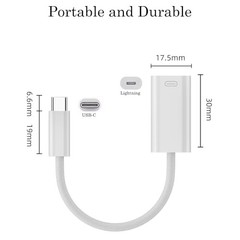 3-in-1 USB C to Lightning Adapter, Support (Charging + Data + Audio), USB C