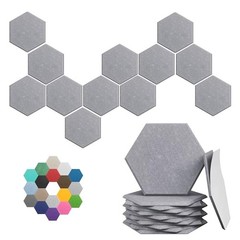 Hexagonal Acoustic Panels-12 Pack High-Density Sound Hex-12 Pack Ash Gray