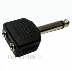 1/4″ Mono Plug Male to Dual 3.5mm Stereo Female Jack Audio Adapter Y Splitter