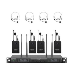 Phenyx Pro 4-Channel Wireless Microphone System, UHF Auto Scan Cordless Mic S…