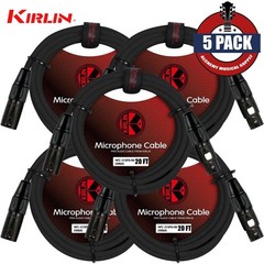 5-PACK Kirlin 20FT XLR M to XLR M 20AWG Microphone Cable Black MPC-270 PB-20/BK