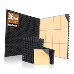 36 Pack Acoustic Foam Panels 12″ × 12″ × 2″ 36 Pack Egg Crate (Self-adhesive)