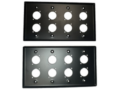 (2) Two Quad Gang Wall Plate Eight XLR Male / Female „D“ BLACK Steel