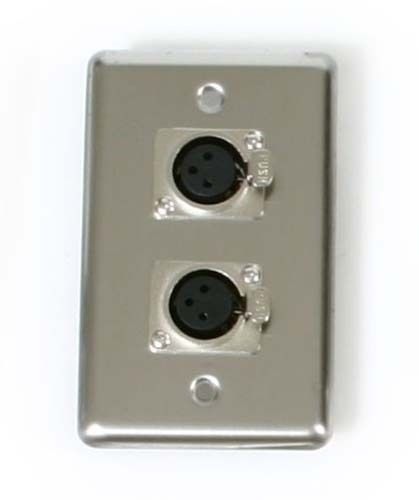 OSP Stainless Steel Duplex Audio Wall Plate w/2 XLR Female Microphone Connectors