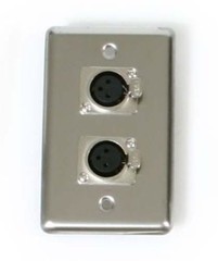 OSP Stainless Steel Duplex Audio Wall Plate w/2 XLR Female Microphone Connectors
