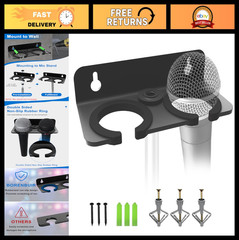 Multi Microphone Holder for Handheld Mics – Wall Mounted Storage Hanger, Double