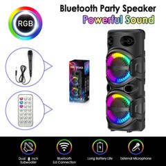 3000W Portable Bluetooth Speaker Dual 8″ Subwoofer Party Heavy Bass Sound System